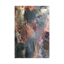 Load image into Gallery viewer, Moody Slate Blue and Burgundy Abstract Painting Canvas Wall Art