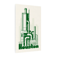 Load image into Gallery viewer, Vintage Green Houston Industrial City Art Illustrative Graphic Print Canvas Wall Art