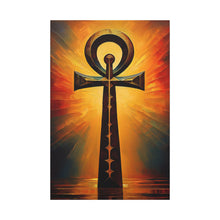 Load image into Gallery viewer, Eternal Flame Red and Gold Ankh Heaven Canvas Wall Art