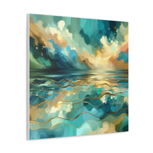 Load image into Gallery viewer, Turquoise Pearl and Brown “Modern Waterscape” Acrylic Canvas Wall Art