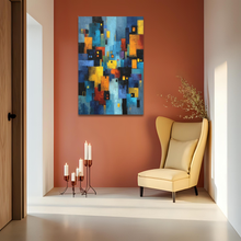 Load image into Gallery viewer, City of Night Deep Blue Acrylic Painting Canvas Wall Art