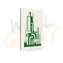 Load image into Gallery viewer, Vintage Green Houston Industrial City Art Illustrative Graphic Print Canvas Wall Art