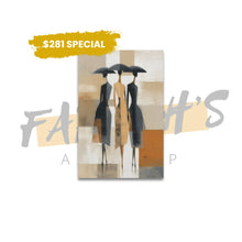 Load image into Gallery viewer, Farrah's Art Shop $281 special featuring 3 women in black and gray walking