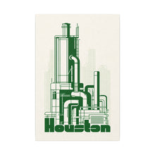 Load image into Gallery viewer, Vintage Green Houston Industrial City Art Illustrative Graphic Print Canvas Wall Art