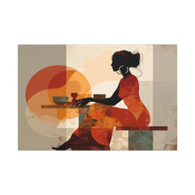 Load image into Gallery viewer, Amber Toned Contemporary Afro-modern "Sunset Conversations" Canvas Wall Art