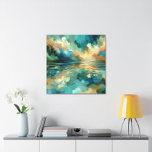 Load image into Gallery viewer, Turquoise Pearl and Brown “Modern Waterscape” Acrylic Canvas Wall Art