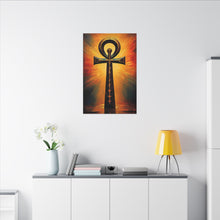 Load image into Gallery viewer, Eternal Flame Red and Gold Ankh Heaven Canvas Wall Art