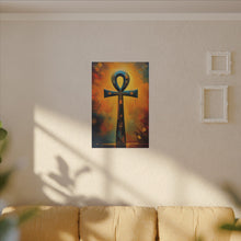 Load image into Gallery viewer, Celestial Gate Teal Yellow Acrylic Ankh Heaven Canvas Wall Art