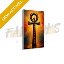 Load image into Gallery viewer, Decorative wall art with an Ankh symbol on a white background, featuring 'FARAH'S' branding.
