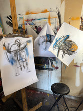 Load image into Gallery viewer, "Blue in Flight" Original Sketch Art