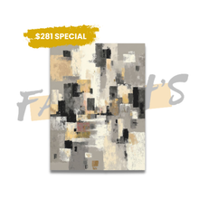 Load image into Gallery viewer, Abstract art print with geometric shapes in gray, black, and beige on a white background.
