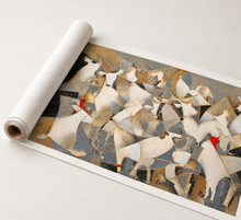 Load image into Gallery viewer, "Golden Herd" Abstract White Cattle Canvas Wall Art in Gold, Gray & Black