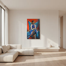 Load image into Gallery viewer, red, blue, teal canvas wall art