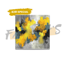 Load image into Gallery viewer, Abstract art piece with yellow and gray colors on a white background, featuring a $281 Special label.