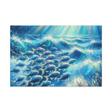 Load image into Gallery viewer, Blue and White “Ocean Whisper” Canvas Wall Art