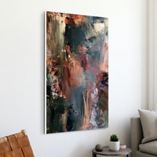 Load image into Gallery viewer, Moody Slate Blue and Burgundy Abstract Painting Canvas Wall Art