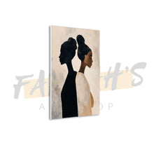 Load image into Gallery viewer, Canvas print of a stylized silhouette of women with a neutral background