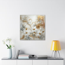 Load image into Gallery viewer, White Pearl Gold Floral “ Ethereal Bloom” Acrylic Canvas Wall Art
