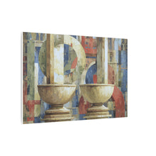 Load image into Gallery viewer, Abstract art print with geometric shapes and warm colors on a white background
