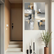 Load image into Gallery viewer, Silent Geometry Neutral Gray Pearl 24x36in Canvas Wall Art
