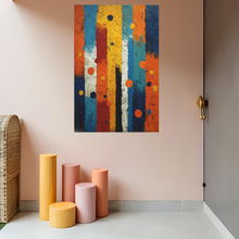 Load image into Gallery viewer, Pulse in Color Red Orange and Blue Striped Canvas Wall Art
