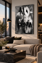 Load image into Gallery viewer, Black and White Abstract Brushstroke Canvas Wall Art
