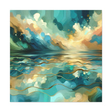 Load image into Gallery viewer, Turquoise Pearl and Brown “Modern Waterscape” Acrylic Canvas Wall Art
