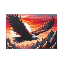 Load image into Gallery viewer, Dark Red “Sundown Soar” Abstract Bird Canvas Wall Art

