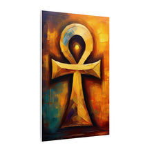 Load image into Gallery viewer, Abstract painting of a cross with warm colors on a white background
