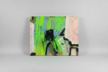 Load image into Gallery viewer, Abstract art piece with vibrant green, black, and pink colors on a textured canvas art surface.
