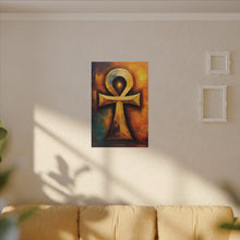 Load image into Gallery viewer, Abstract painting of a cross on a wall above a couch
