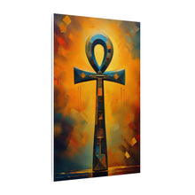 Load image into Gallery viewer, Colorful abstract painting with a prominent symbol on a white background
