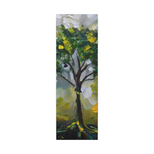 Load image into Gallery viewer, Painting of a tree with green leaves and a white bird on a white background
