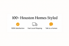 Load image into Gallery viewer, Promotional text for Houston homes styling services with icons and text on a white background.
