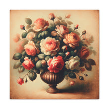 Load image into Gallery viewer, Red and Blush Pink “Timeless Bloom” Acrylic Canvas Wall Art
