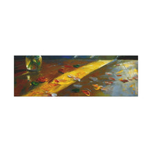 Load image into Gallery viewer, Abstract painting with a yellow path and colorful abstract shapes on a white background

