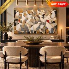 Load image into Gallery viewer, "Golden Herd" Abstract White Cattle Canvas Wall Art in Gold, Gray &amp; Black
