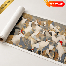Load image into Gallery viewer, "Golden Herd" Abstract White Cattle Canvas Wall Art in Gold, Gray &amp; Black

