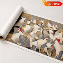 Load image into Gallery viewer, "Golden Herd" Abstract White Cattle Canvas Wall Art in Gold, Gray &amp; Black
