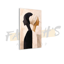 Load image into Gallery viewer, Artistic depiction of a silhouette with a headwrap on a light background

