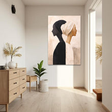 Load image into Gallery viewer, Modern interior with a painting of two profiles on the wall on a single canvas
