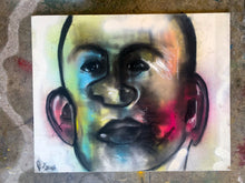 Load image into Gallery viewer, Abstract portrait artwork in red, blue, fuchsia, yellow, blue,
