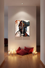 Load image into Gallery viewer, red, brown, abstract portrait canvas wall art
