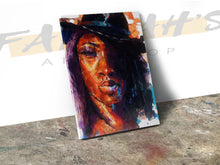 Load image into Gallery viewer, "Southern Heat" Abstract Purple CowGirl Portrait Canvas Wall Art
