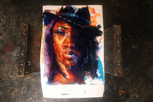 Load image into Gallery viewer, "Southern Heat" Abstract Purple CowGirl Portrait Canvas Wall Art
